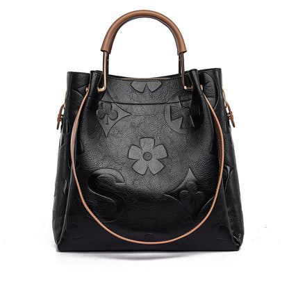 2025 Bucket bags New hot-selling large-capacity handbags, high-end printing contrasting color shoulder bags, commuter bags for women