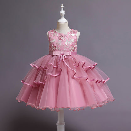 flowersverse Cross-Border New Arrival Children's Dress Princess Dress Flower Girl Wedding Dress Evening Dress for Girls Tulle Tutu Dress Special Offer Drainage Style