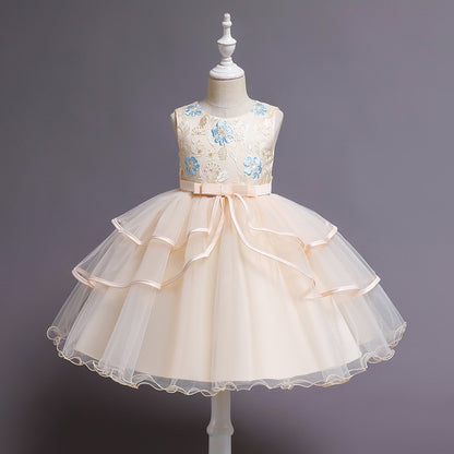 flowersverse Cross-Border New Arrival Children's Dress Princess Dress Flower Girl Wedding Dress Evening Dress for Girls Tulle Tutu Dress Special Offer Drainage Style