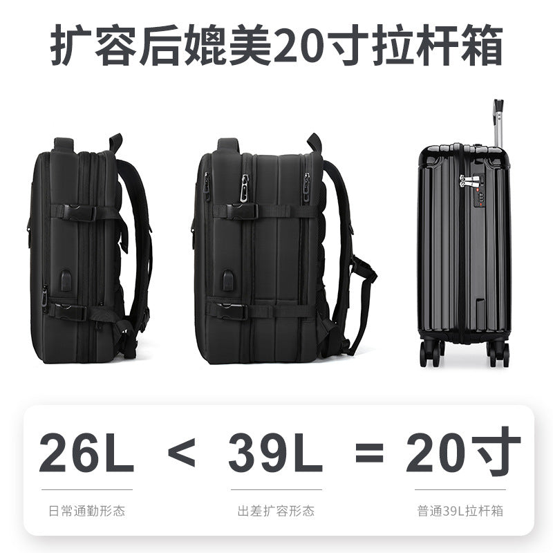 FLOWERSVERSE Travel Backpack Large Capacity Business Trip Expansion Backpack Men's Dry Wet Separation College Students Bag Computer Bag