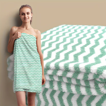 1pc Striped Luxury Bath Towel - Highly Absorbent, Rapidly Drying, Luxuriously Soft & Ultra-Gentle - Perfect for Home Use, Premium Bathroom Essential