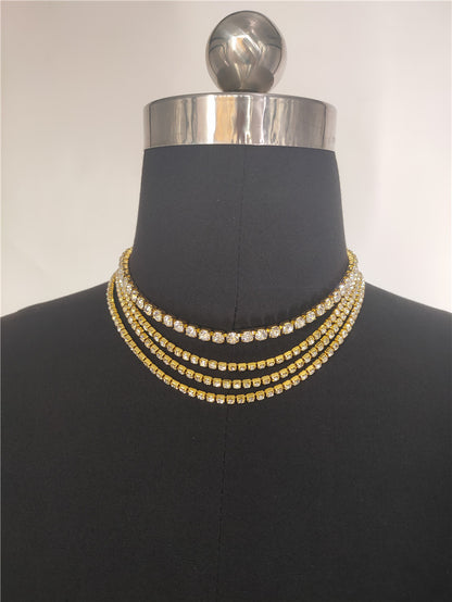 2025 Popular trade new product texture luxury bright diamond necklace, multi-layer flash diamond collarbone chain, sexy neck chain female BY0194