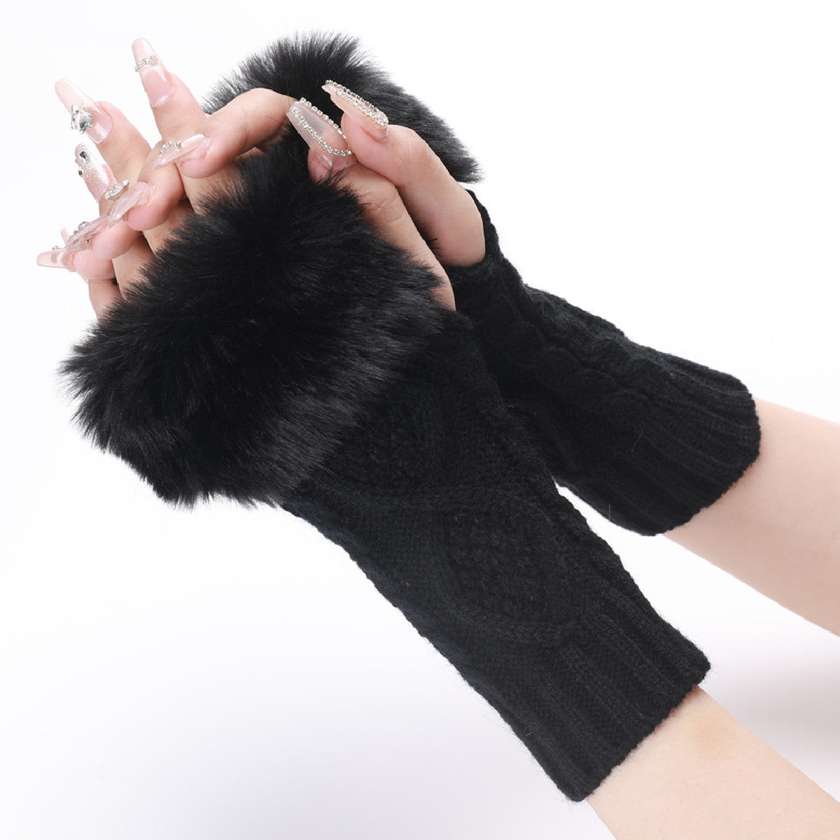 Cozy Argyle Fingerless Gloves for Women - Soft Acrylic Knit Fabric, Hand Wash Only, Stylish Winter Accessories for Cold Weather - Perfect for Outdoor Activities!