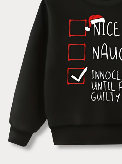 Boys Cozy Crew Neck Slogan Print Fleece Sweatshirt - Soft, Lightweight, Comfy, and Warm for Fall and Winter - Machine Washable, Polyester Fabric, Long Sleeve, Random Print, and Regular Fit