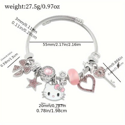 Authentic Licensed Sanrio Hello Kitty Charm Bracelets - Colorful Cartoon Character Bangles for Girls, Sweet Birthday Gifts, Collectible Jewelry Accessories with Adjustable Clasp