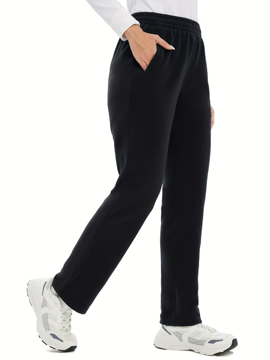 BALEAF Women's Winter Fleece Lightweight Casual Sweatpants, Elastic Cozy Long Pants With Pocket