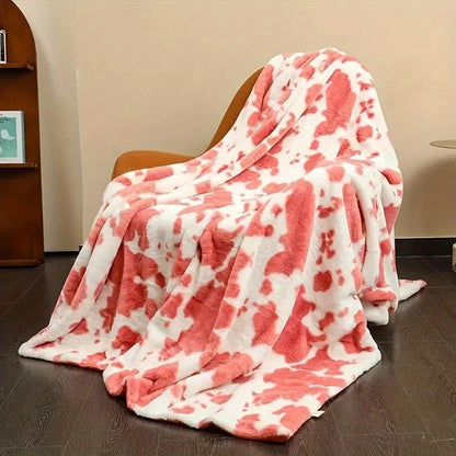 1pc Plush Cow Pattern Soft Flannel Blanket - Cozy Bedding Blankets & Throws for Cold Winter Nights - Perfect Gift for Family and Friends with Its Unique Design