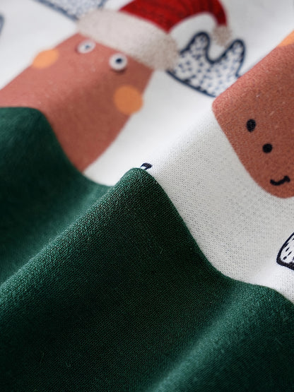 Faux Formal Suit Design Xmas Deer & Gift Pattern Jumpsuit With A Bow Tie For Baby Boys, Suitable For Autumn And Winter Outdoors