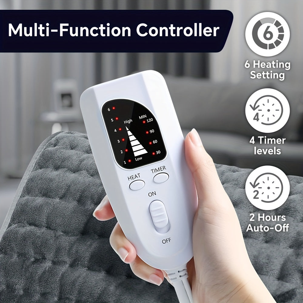 Extra Large Electric Heating Pad 16x30" - Comfort Relief for Back, Neck, Shoulders & More - 6 Heat Levels, 4 Timer Settings, Auto Shut-Off, Machine Washable, Moist/Dry Relax