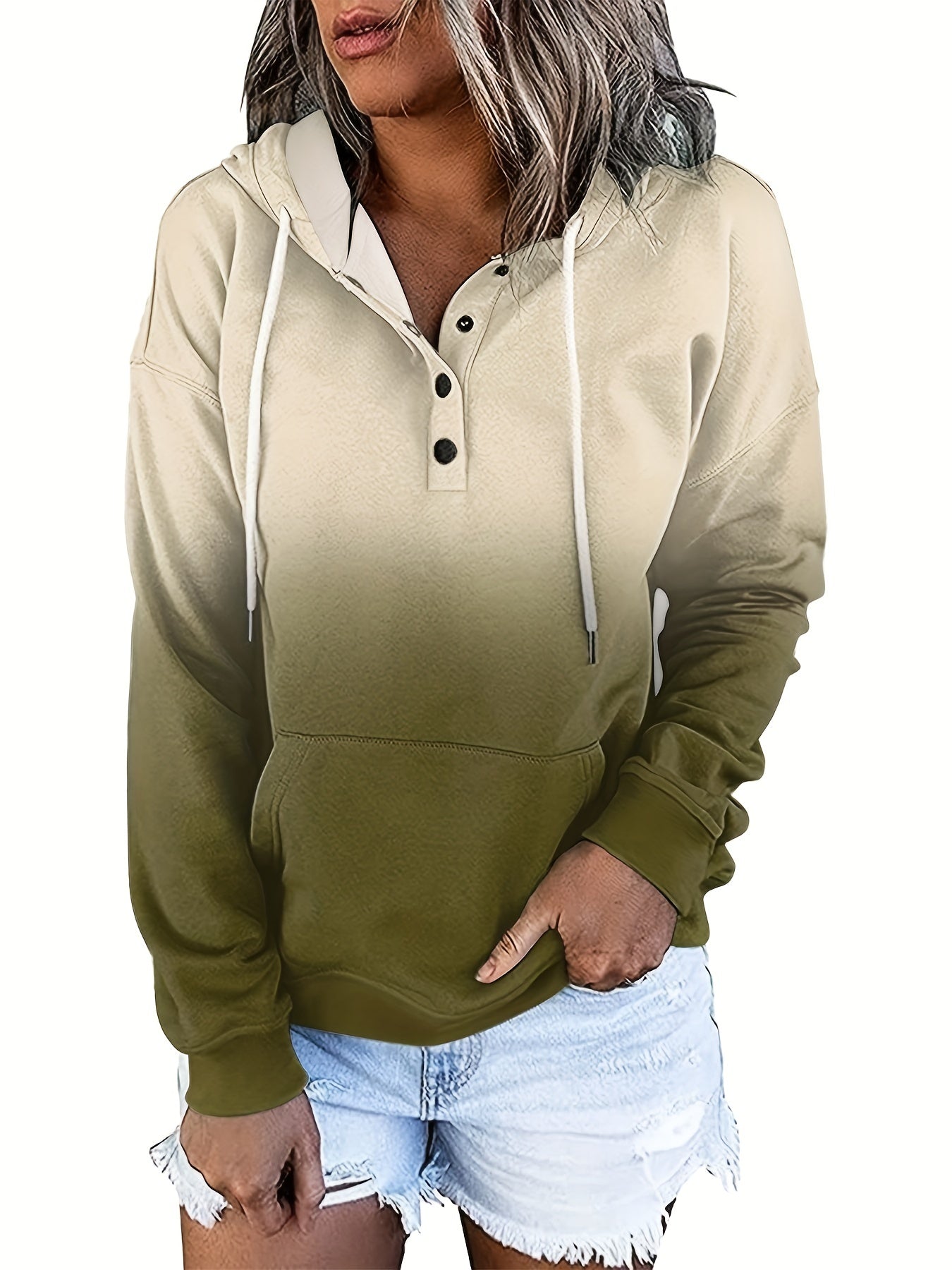 Stylish Color Block Hoodie with Kangaroo Pocket - Adjustable Drawstring Casual Sweatshirt for Women - Comfortable Long Sleeve Design