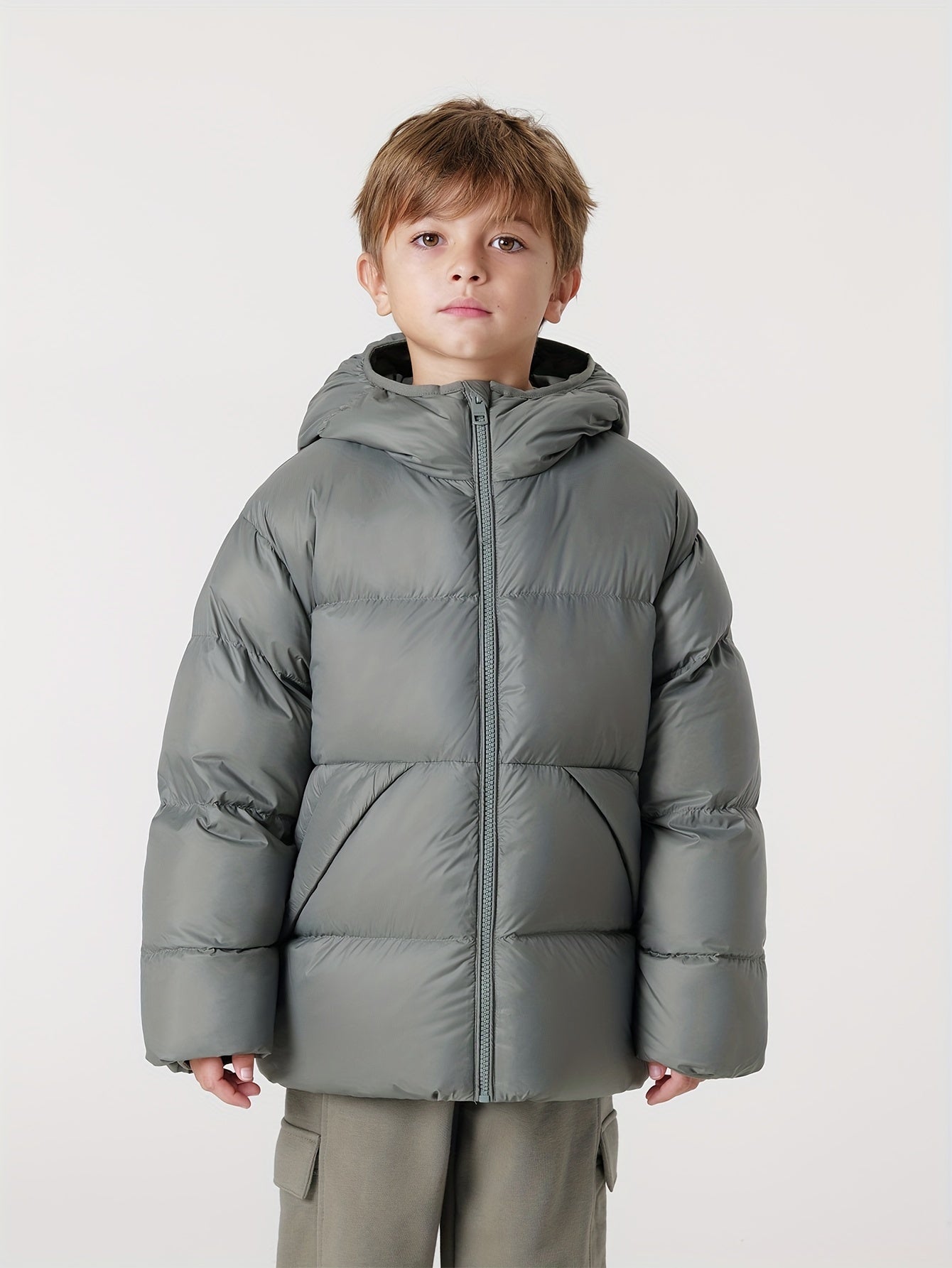 MARC&JANIE Kid's Outdoor Down Jacket, Light-weight Warm Zip Up Jacket, Boy's Clothes For Winter Outdoor, As Gift