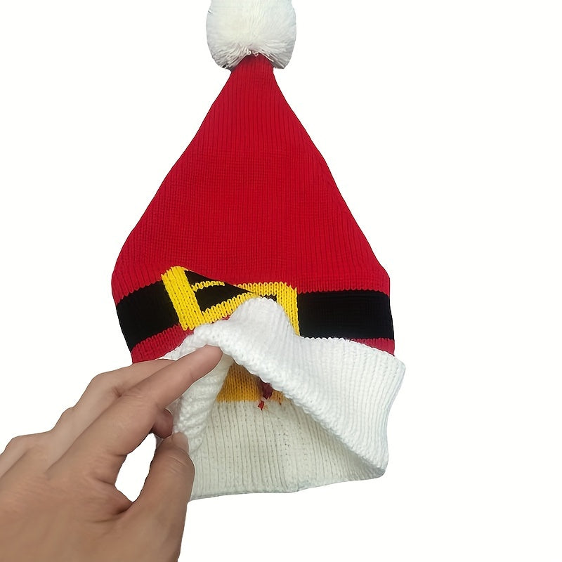 Classic Santa Claus Cartoon Knit Beanie - Soft, Breathable, Elastic Cotton Skull Cap for Women - Autumn & Winter Fashion Accessory