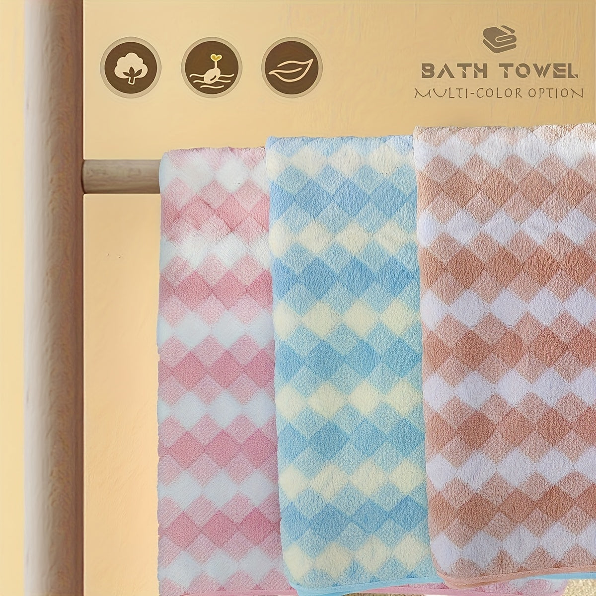 Extra Large Plaid Bath Towel - Ultra Absorbent, Quick Drying, Soft, Skin Friendly, and Gentle on Sensitive Skin - Perfect for Family Bathroom, Ideal for Everyday Use, and Great for Gift Giving