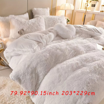 3-Piece Plush Velvet Duvet Cover Set - Soft, Comfortable, Warm, and Cozy Bedding for Autumn and Winter - Ideal for Bedroom and Guest Room, Without Core