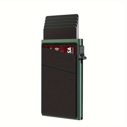 Aluminum Alloy Slim Wallet for Men with RFID Blocking - Pop-up Card Holder, Minimalist Business Credit Card Wallet, Money Pocket, Metal Card Case for Notes, Coins, Debit Cards, and ID - Durable, Simple, and Stylish Design