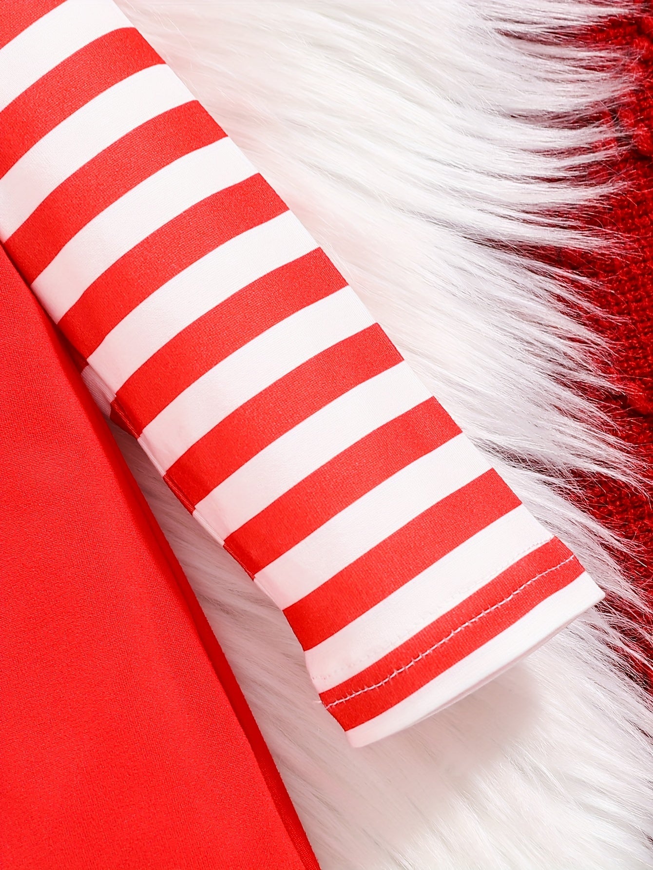 Infant Baby Unisex "My 1st Christmas" Alphabet Print Striped Long Sleeve Romper & Beanie Set - Cute Polyester Knit Fabric Outfit for Fall/Winter, For Outdoor