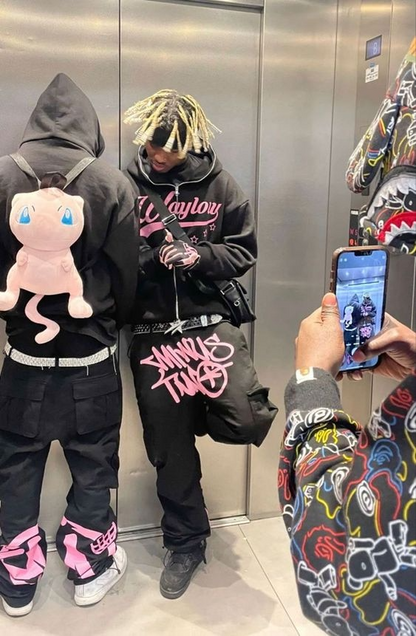 flowersverse Y2K Fashion Symbol print Harajuku Loose Casual Zipper Hoodie man Cardigan Sweatshirt oversized High Streetwear hiphop Warm Tops