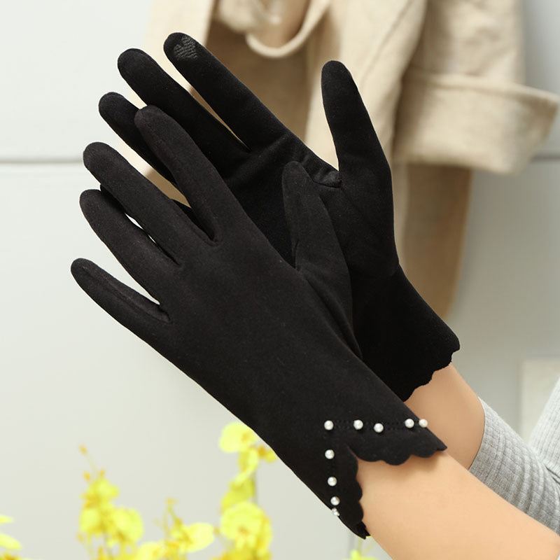 Winter Warmth Full Finger Gloves - Touch Screen, Windproof, Thermal, Elastic Polyester Gloves for Weekend Casual - Solid Color, Knitted, Cold and Wind Resistant