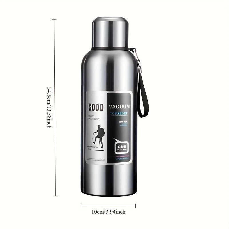 Stainless Steel Insulated Water Bottle with Tea Infuser - Large Capacity, Leak-Proof, Ideal for Outdoor Sports & Travel, Hand Wash Only