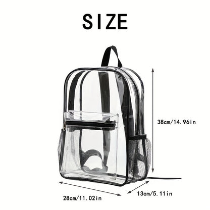 Large Capacity Clear PVC Backpack - Durable, Lightweight, and Fashionable Commuter Bag with Zipper Closure - Perfect for School and Daily Use