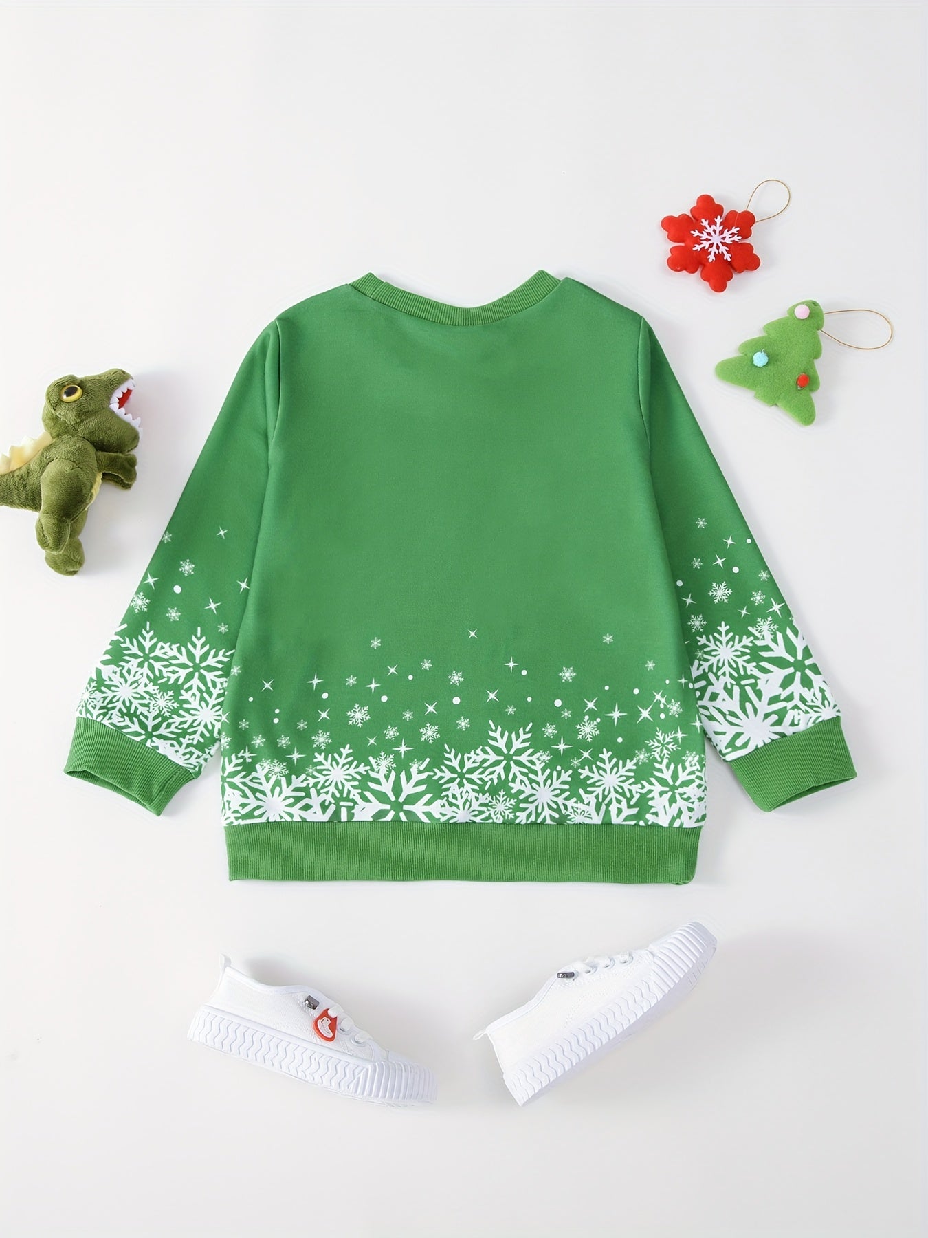 For Kids Boys, Christmas Dinosaur Print Sweatshirt with Christmas Hat Pattern - Keep Your Little One Warm and Trendy!