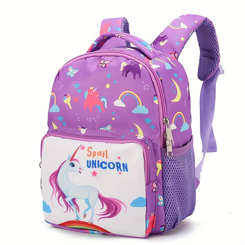 1pc Adorable Unicorn Backpack for Girls - Cute Printed Nylon, Perfectly Durable, Ideal Gift for Little Ones, Great for School & Play!