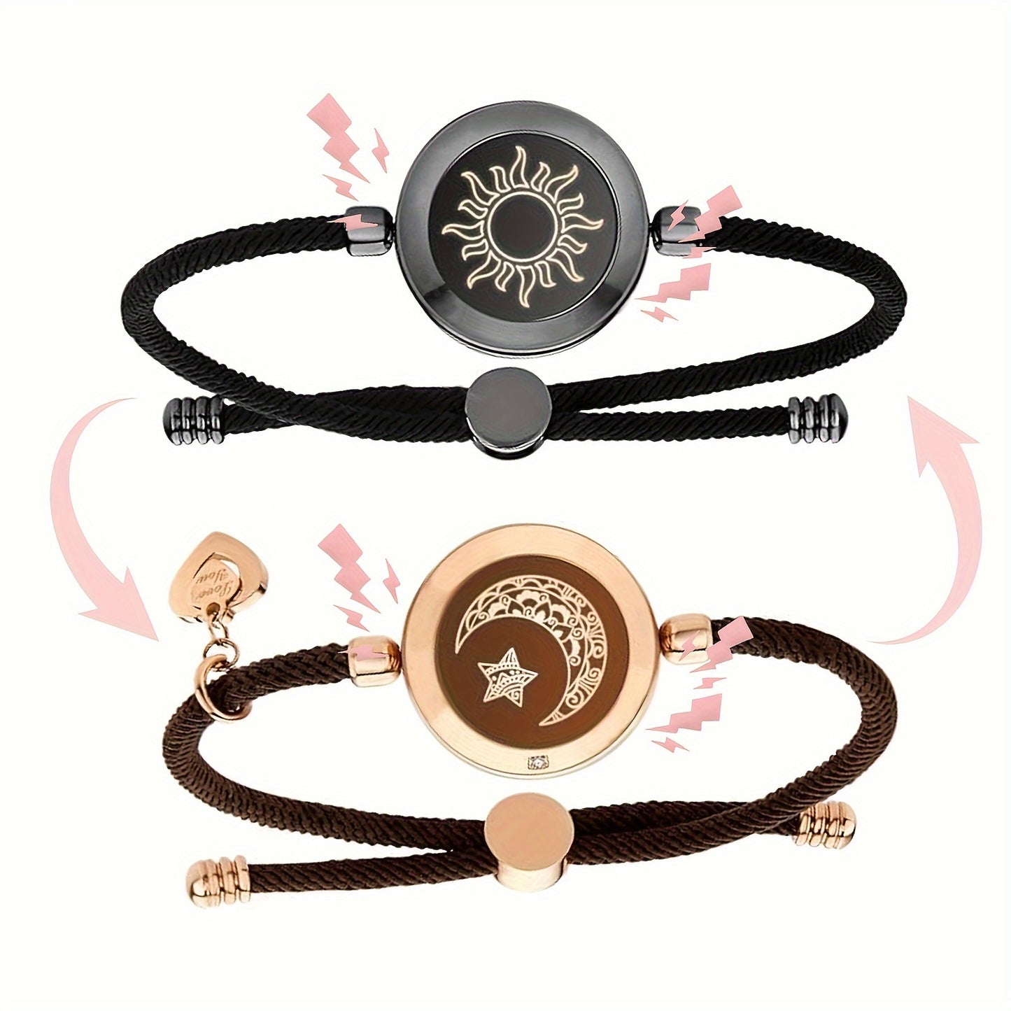 DOYOMI Long Distance Touch Bracelets For Couples, Vibration & Light Up For Love Couples Bracelets | Long Distance Relationship Gifts For Girlfriend Pairing Jewelry