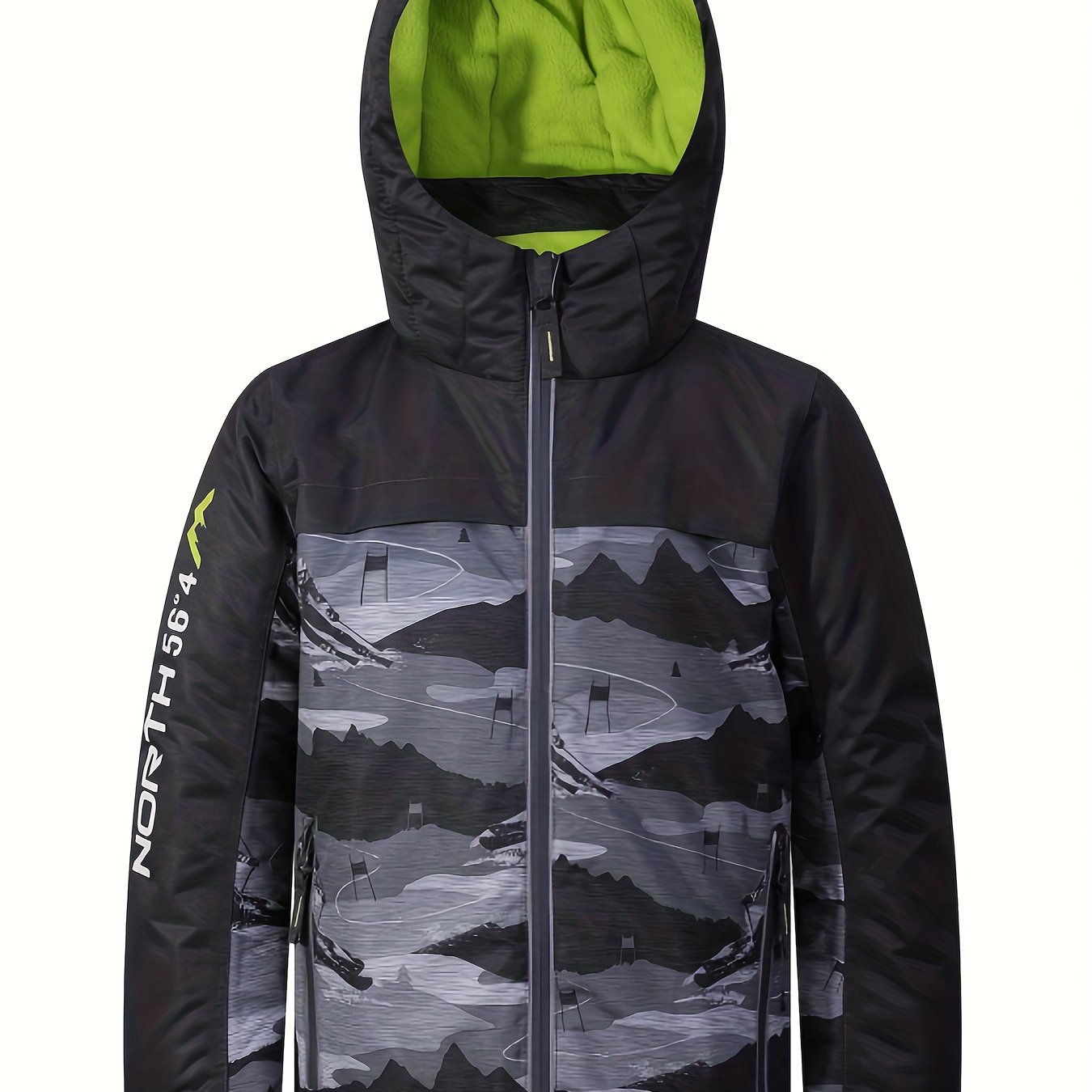 Boys' Stylish Snow Mountain Windbreaker Jacket - Snow Suits for Kids with Fleece Lining, Hood, Long Sleeve, Zip-Up, Waterproof, and Professional Ski Features - Perfect for Winter Outdoor Activities