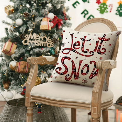 4pcs Festive Christmas Throw Pillow Covers (18"x18") - Cozy Snowman & Buffalo Plaid Designs with Zip Closure - Machine Washable Polyester - Perfect for Home & Office Decor