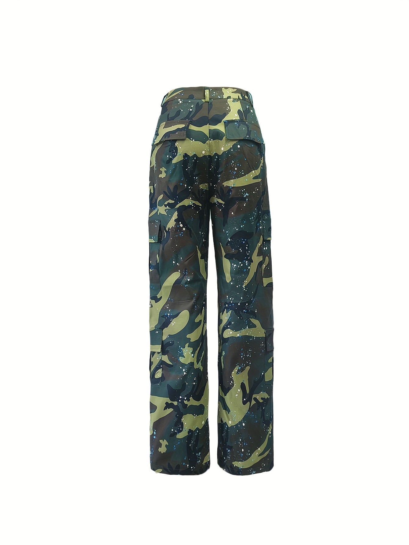 Comfortable Women's Camo Print Straight Leg Pants - Outdoor Recreation Hiking Trousers with American Retro Style, High Street Fashion, and Relaxing Fit for Casual Daily Wear