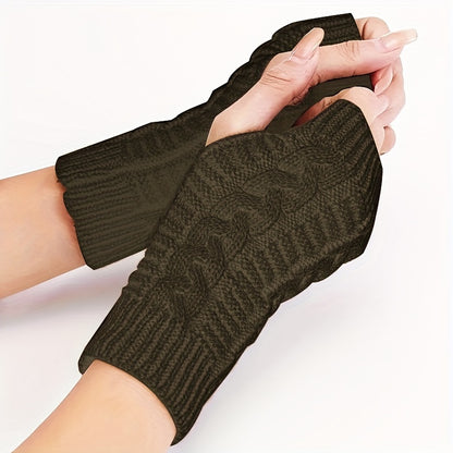 Stay Warm & Stylish This Winter: Fingerless Knit Long Gloves For Women