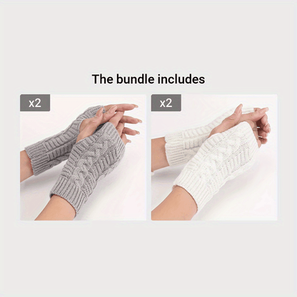 Stay Warm & Stylish This Winter: Fingerless Knit Long Gloves For Women