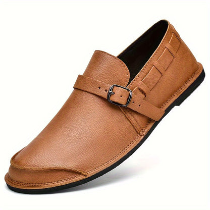 Mens Classic Monk Shoes - Rich Solid Hue with Stylish Buckle Straps - Ultra-Comfortable, Anti-Slip Rubber Sole, Durable Formal Dress Shoes for Men