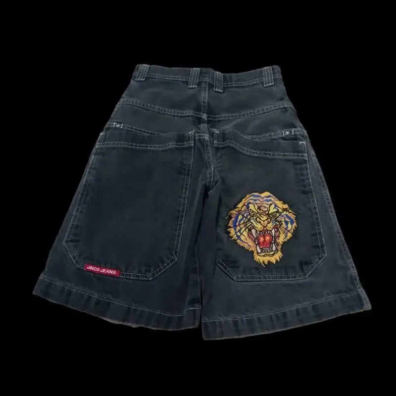 Men's Pants JNCO Shorts Y2K Hip Hop Pocket Baggy Denim Gym Men Women  Summer Haruku Gothic Basketball Streetwear