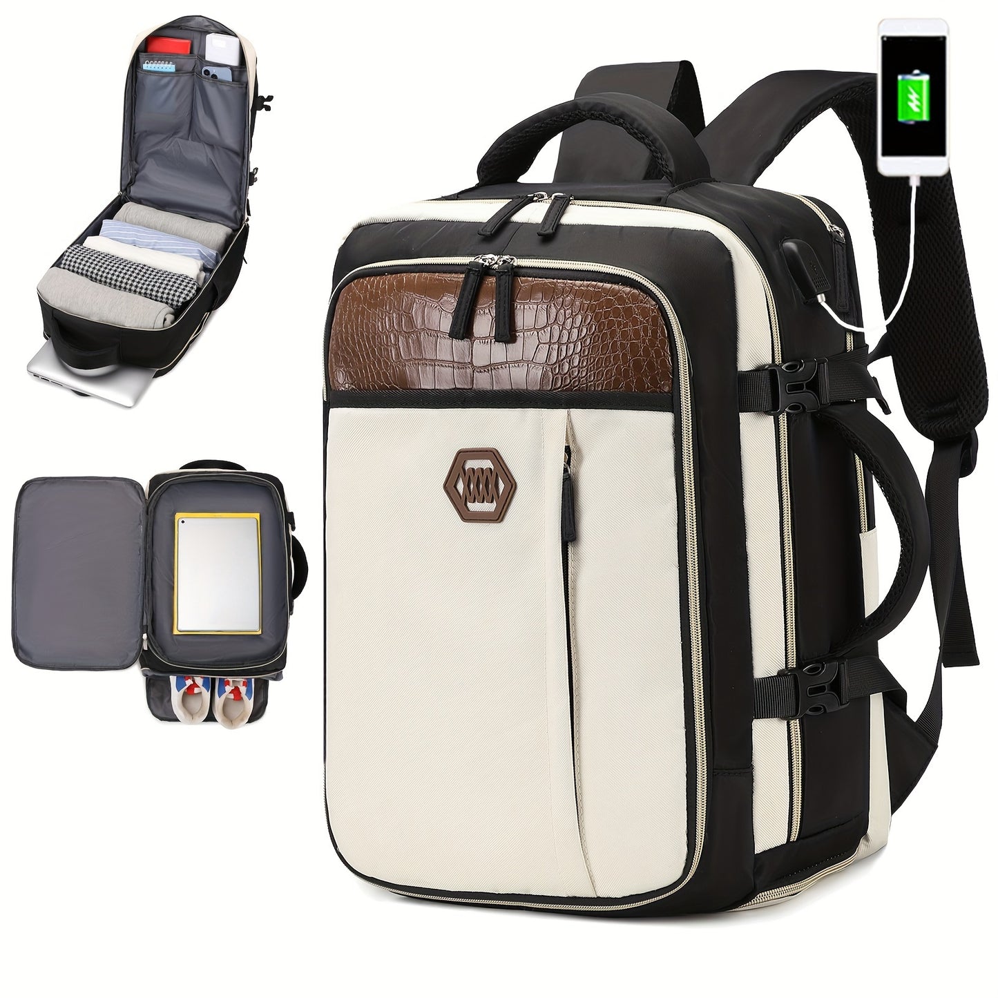 Luxury Travel Backpack -  Large Capacity, TSA-Approved, Waterproof, with Independent Shoe Grid and USB Charging Port - Perfect for Outdoor Adventures and Business Trips