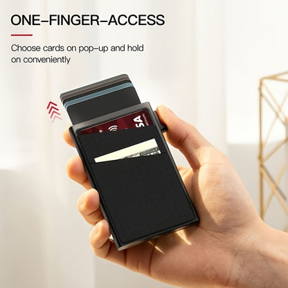 Aluminum Alloy Slim Wallet for Men with RFID Blocking - Pop-up Card Holder, Minimalist Business Credit Card Wallet, Money Pocket, Metal Card Case for Notes, Coins, Debit Cards, and ID - Durable, Simple, and Stylish Design