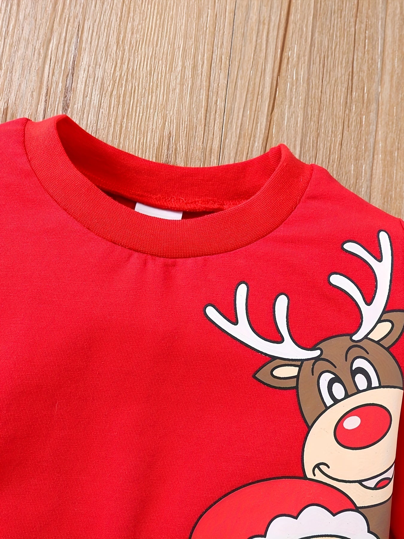 Toddler Baby Boys Cute Christmas Elk Santa Penguin Cartoon Print Sweatshirt Top Pants Outdoor Set, Kid's Party Casual Clothes