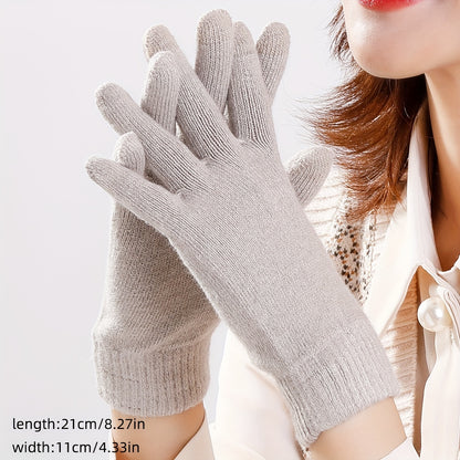 Thickened Warm Unisex Wool Knit Gloves - Touch Screen Compatible, Split Finger Design, Coldproof, Simple Solid Color for Autumn Winter - Soft, Breathable, and Durable