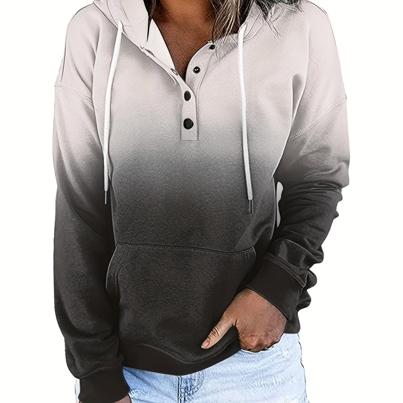 Stylish Color Block Hoodie with Kangaroo Pocket - Adjustable Drawstring Casual Sweatshirt for Women - Comfortable Long Sleeve Design