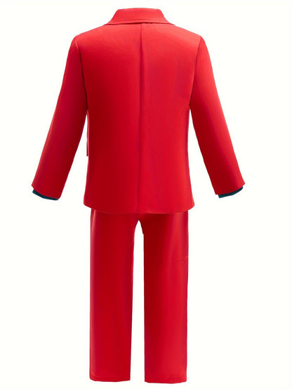 Stylish Little Gentleman's Suit - Long Sleeves, Pants, Jacket, Shirt, and Vest - Perfect for Halloween, Christmas, and Birthday Parties - Age 3 and Up, Polyester Blend Material, Comfortable and Durable, Easy to Move Around