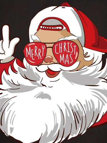 Merry Christmas Santa Claus Print Boys' Fleece-Lined Sweatshirt - Cozy & Stylish for Fall/Winter, Machine Washable