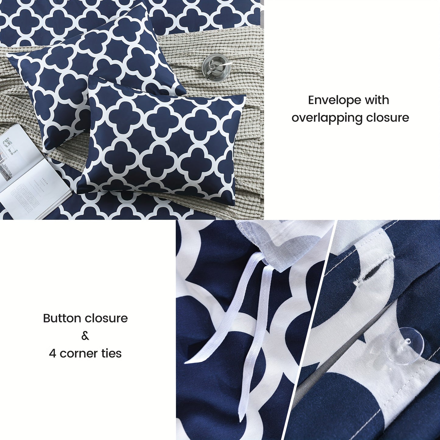 3-Piece 100% Bamboo Fiber Quilt Cover Set - Luxuriously Soft, Cool & Durable, 300TC - Fade-Resistant, Temperature-Regulating, Silky Smooth - Perfect for Bedrooms & Hotels (Excludes Pillowcases)