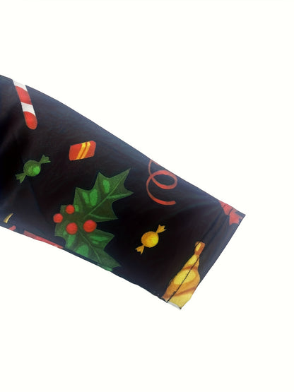 Children'S Christmas Santa Claus Pattern Long Sleeve Suit, For Outdoor