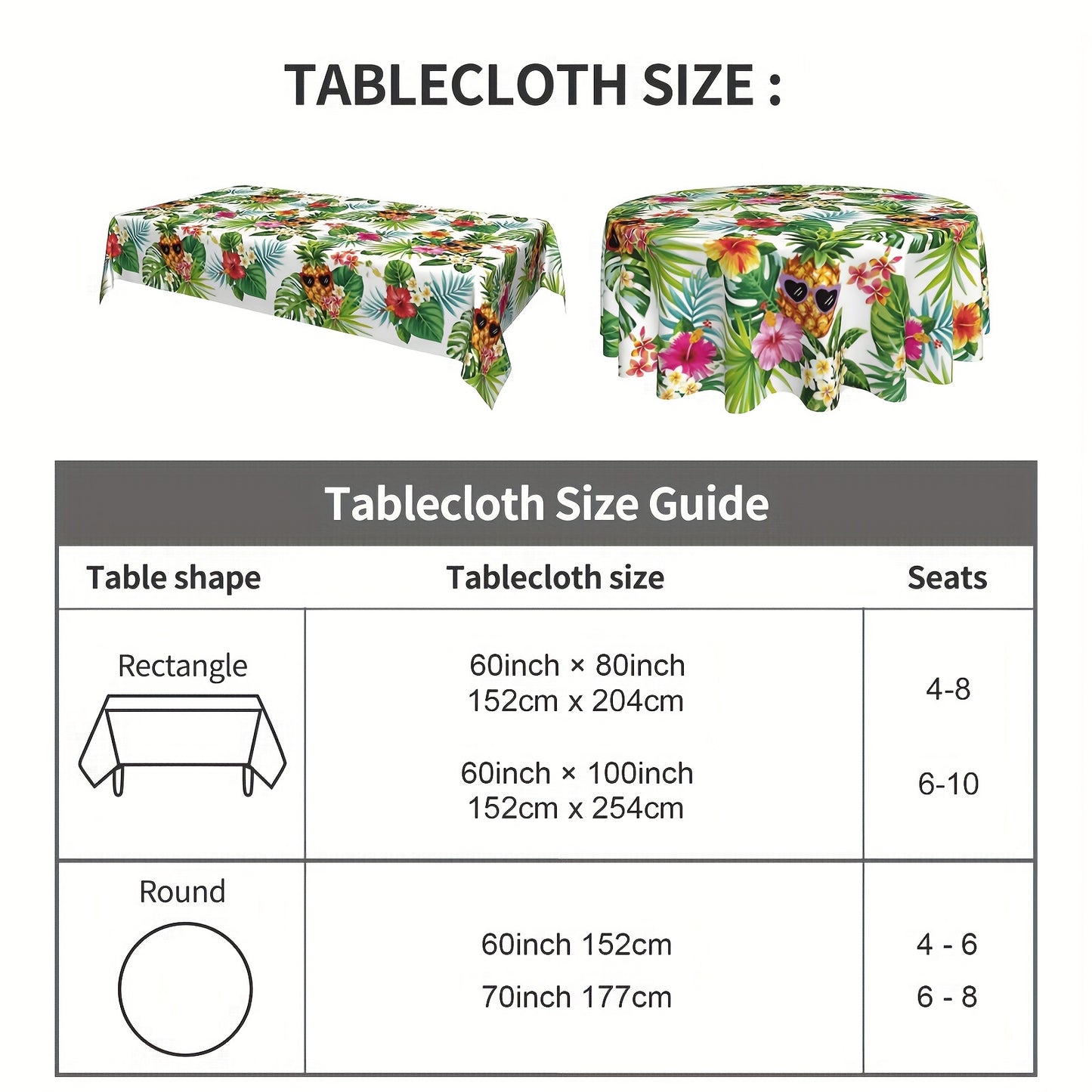 1pc Vibrant Hawaiian Pineapple Polyester Tablecloth - Waterproof, Stain-Resistant, Wrinkle-Free, Easy-Care Green Table Cover with Palm Leaves Design - Perfect for Home Kitchen Dining Party Decoration and Room Decor