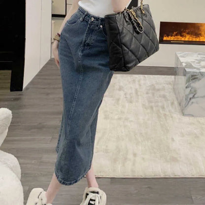 Women luxury brand designer dress summer slit denim skirt sweet style mini skirt fashion casual dresses for woman dresses