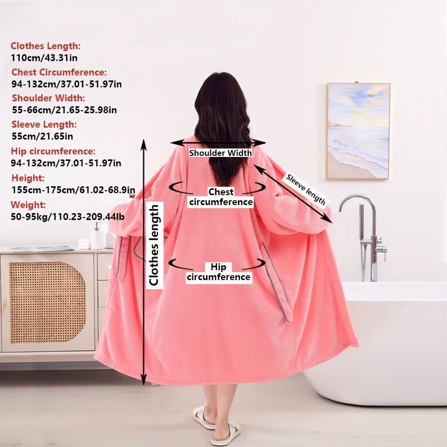 Ultra-Soft Microfiber Bathrobe With Pineapple Pattern - Quick-Dry, Lint-Free, Easy-Wear Design For Home & Hotel Use