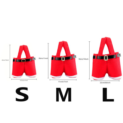 3/6/9/12pcs, Santa Claus Shorts Gift Bag Cute Christmas Gift Bag Polyester Material New Year Christmas Gift Candy Bag Set