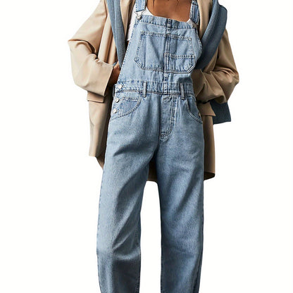 Women Denim Long Jumpsuit Casual Spaghetti Strap Wide Leg Romper Pants Summer Baggy Bib Overalls