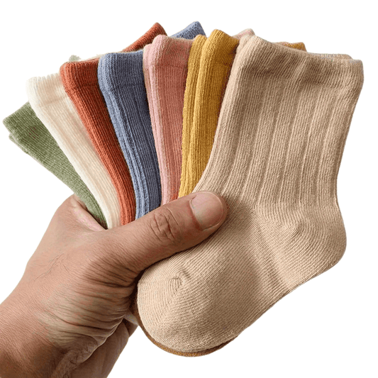 7 Pairs Of Newborn Baby Solid Cotton Socks, For Infant Boys And Girls Keep Warm In Spring And Autumn
