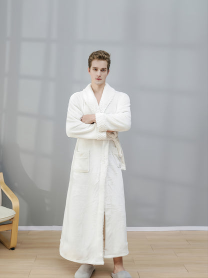 Long Length Mens V-Neck Bathrobe Pajamas with Pockets - Soft, Plush, and Cozy Robes for Relaxation - Ideal for Lounging Around the House